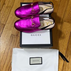 Gucci Princetown Kids Leather Horsebit Mule Slide